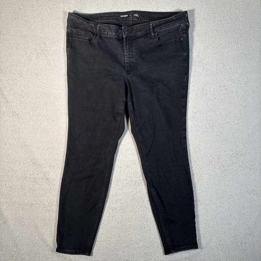 Old Navy Rockstar Super Skinny Jeans Womens 20 Mid Rise Black Stretch Denim